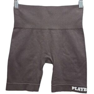 Playboy x Pacsun Athletic Biker Shorts Womens S Brown Bunny Logo‎ Compression
